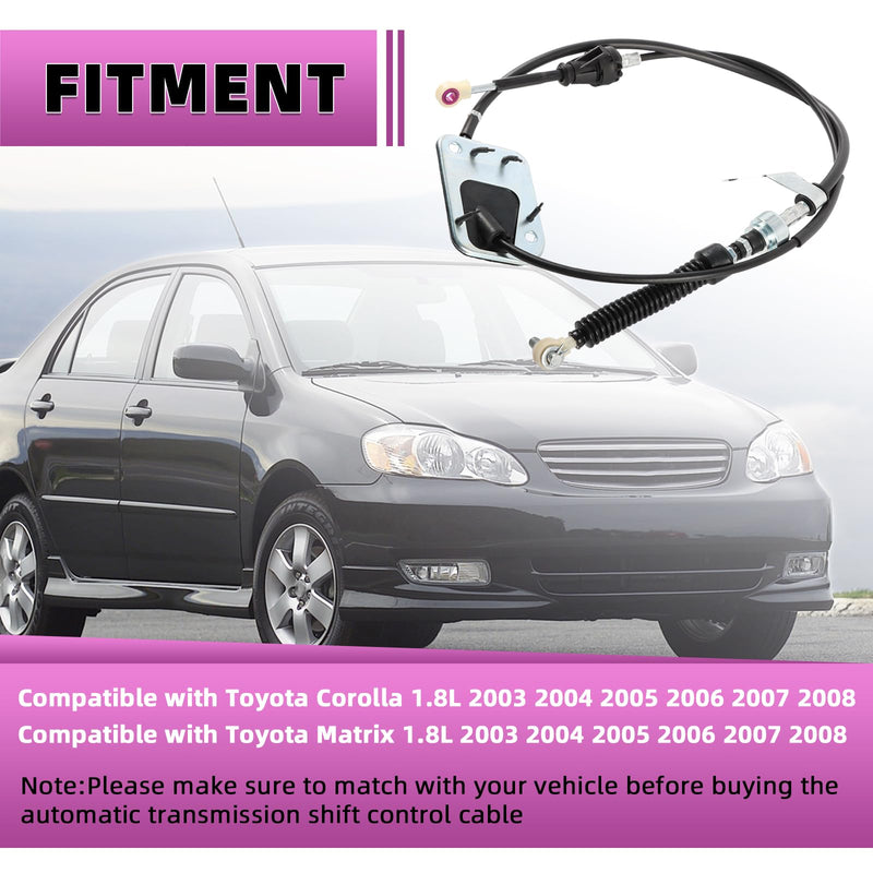 Automatic Transmission Shift Control Cable 33820-02370 33820-01050 Compatible with Toyota Corolla/Matrix 1.8L 2003 2004 2005 2006 2007 2008 Auto Trans Shifter Control Lever Cable