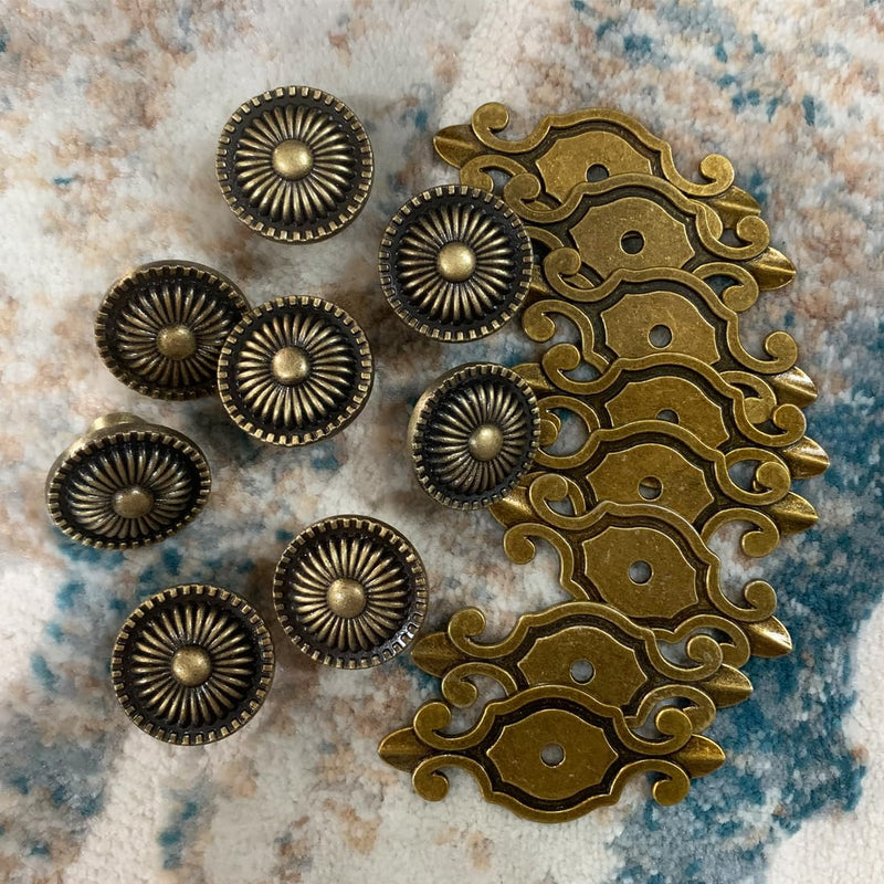 Brass Cabinet Knobs, Vintage Retro Mushroom Drawer Knobs with Backplate, Dresser Pull Handles for Kitchen/Cupboard/Wardrobe/Cabinet (Gold, 8 Pieces) Brass-backplate