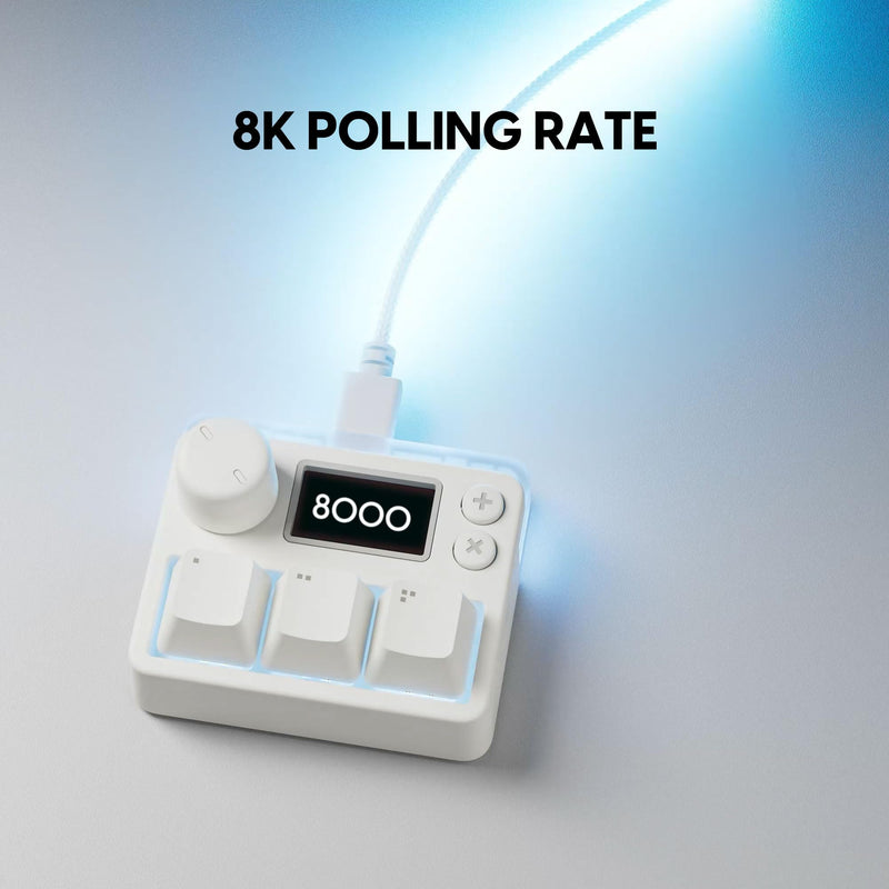Pulsar Gaming Gears Pulsar Lab XPAD Mini 3-Key OSU Gaming Keypad, White | Compact 3-key OSU gaming keypad with up to 8,000Hz polling rate and 0.1ms low latency for fast, precise rhythm game inputs.
