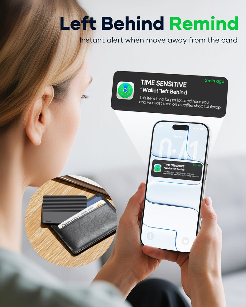 Wallet Tracker Card for Apple Find My, 5-Year Battery Bluetooth Item Finder for iPhone, Slim Smart Tracking Card for Wallet, Luggage, Passport, Purse, Backpack, iOS Only 1-PACK