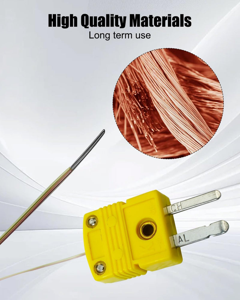 5cs High Accuracy K Type Mini-Connector Thermocouple, Temperature Probe Sensor -50°C~482°C (-58°F~899°F)