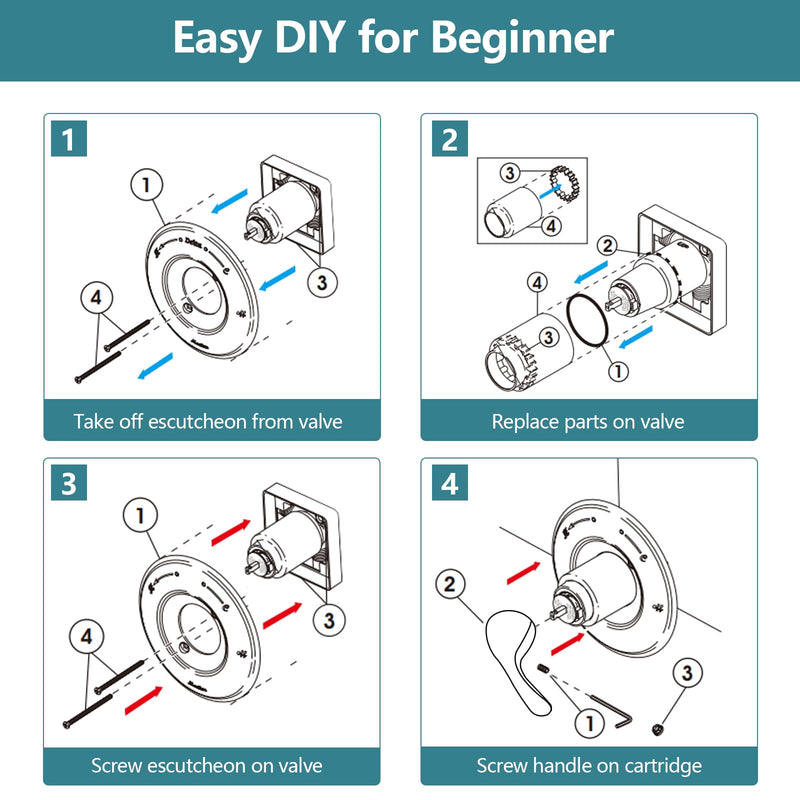 Shower Trim Kit Compatible with Delta 13/14 Series, Shower Cover Plate with Handle, Matte Black(Valve& Catridge Not Inclued)