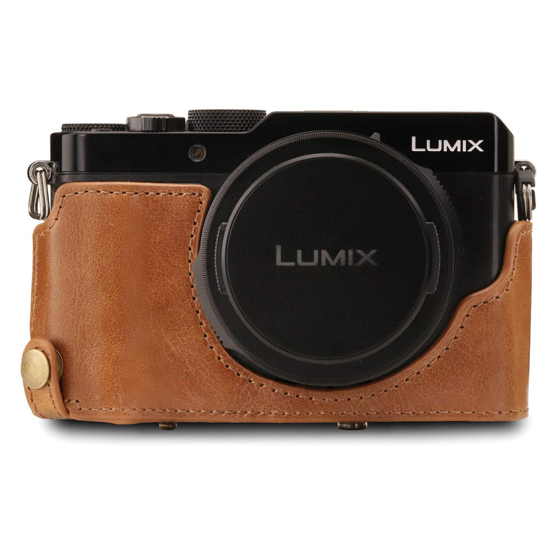 MegaGear MG1565 Ever Ready Genuine Leather Camera Case Compatible with Panasonic Lumix DC-LX100 II - Brown