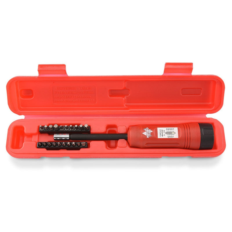 NEIKO 10573B 1/4” Torque Screwdriver Set, 20 Hex Bits, 10 to 50 In-Lbs, Long Shank Screwdriver Torque Wrench, Adjustable Inch-Pound Torque Screwdriver for HVAC and Gunsmiths