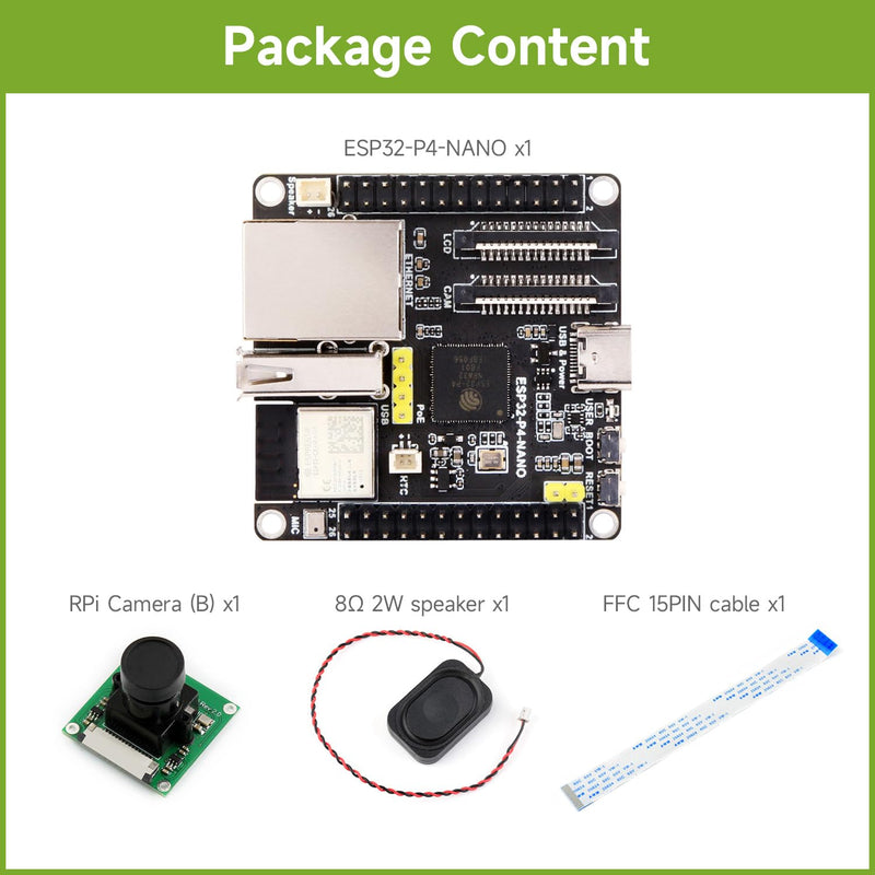 Waveshare ESP32-P4-NANO High-Performance Development Board, Based On ESP32-P4 Chip with RISC-V Dual-core and Single-core Processors, Bundle with RPi Camera (4 Items)