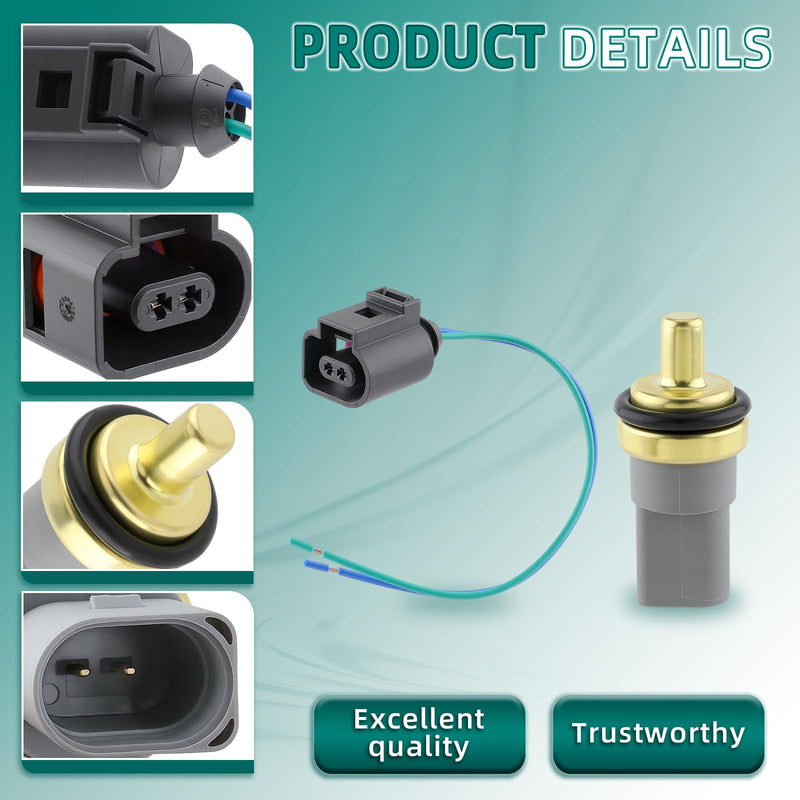 AUTOKAY 06A919501 Water Coolant Temperature Sensor Fits for Audi A4 A6 A8 S4 S6 S8 RS4 RS6 TT Allroad Quattro for VW Passat Beetle EuroVan Jetta Golf for Porsche 1996-2014 W/Connector Harness Pigtail