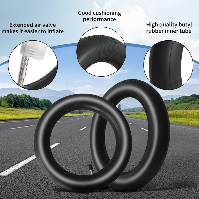 10 x 2.125 Scooter Tire Inner Tube, 10 inch Tires Replacement, for Segway Ninebot F20, F25, F30, F40 Electric Scooter [Thickened] [Valve Extension] [Tire Levers] (2 Pack)