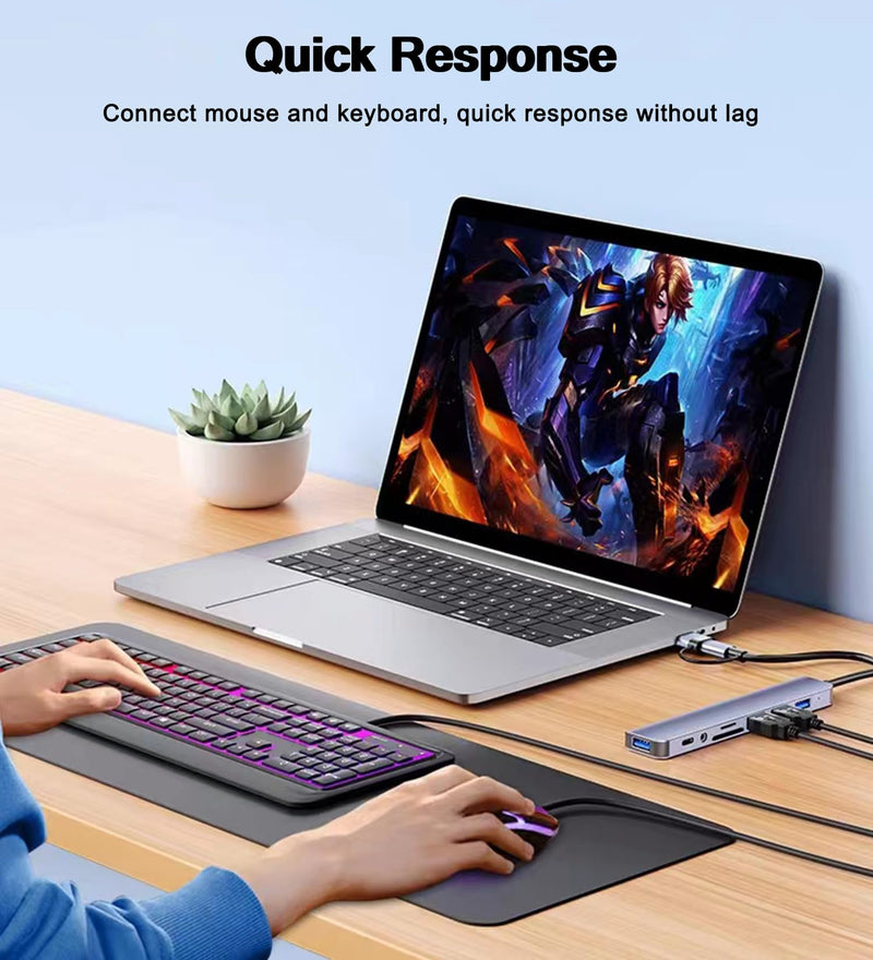 USB C Hub USB Hub 3.0 with SD/TF Card Reader, 3.5mm Headphone Aux Jack, 8-in-1 USB Splitter for MacBook Pro Air, XPS, Surface and More PC/Laptop/Tablet Devices Versatile 8-in-1