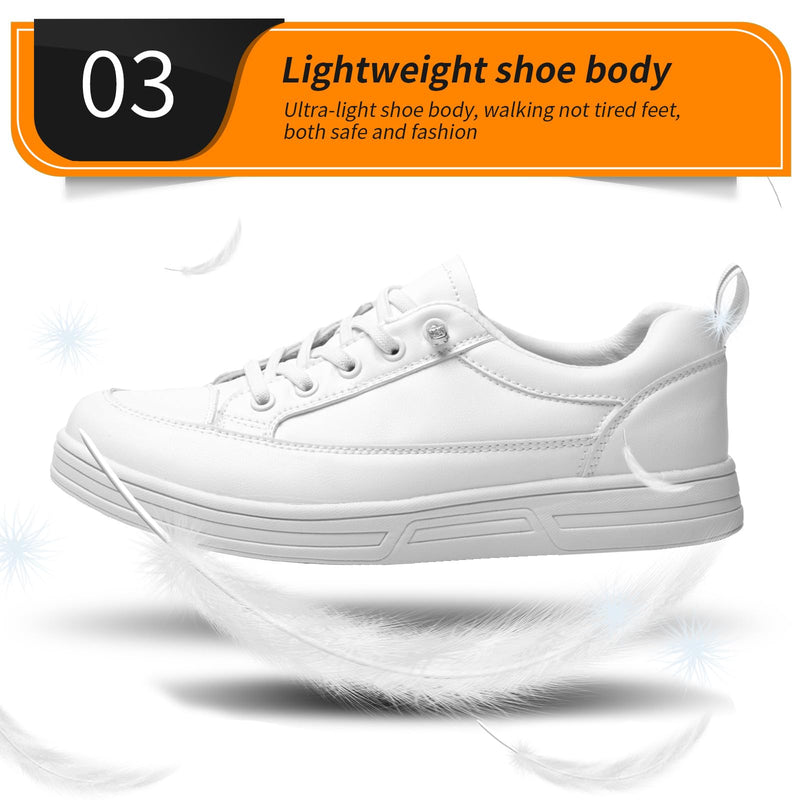 Women's White Non Slip Work Shoes, White Food Service Slip Resistant Work Shoes, White Women's Nursing Shoes. 7.5