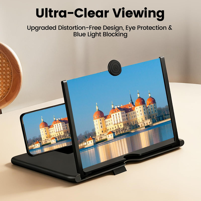 10" 3D HD Phone Screen Magnifier,Foldable Screen with Pull-Out Stand Design,Movies Screen Magnifier Gaming Screen Magnifier for Elderly/Kids/Travel(Black)