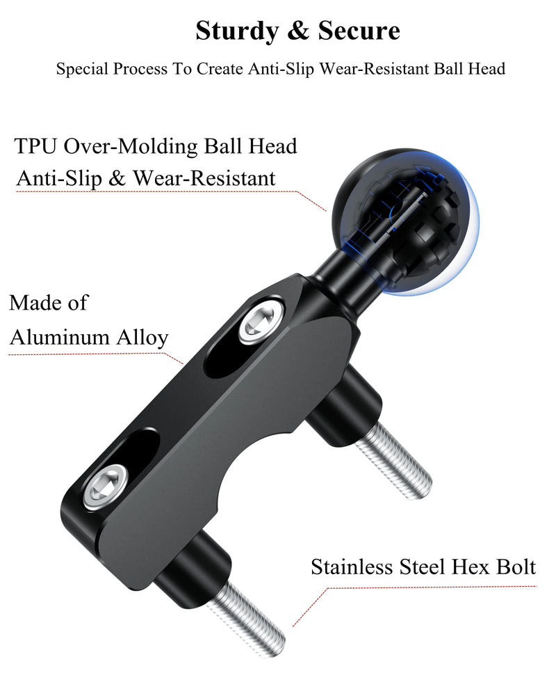 BRCOVAN Aluminum Alloy Mount Base with 1'' TPU Ball for Motorcycle Brake/Clutch Reservoir Compatible with RAM Mounts B Size 1'' Ball Double Socket Arm & Bike Motorcycle Phone Mount Holder