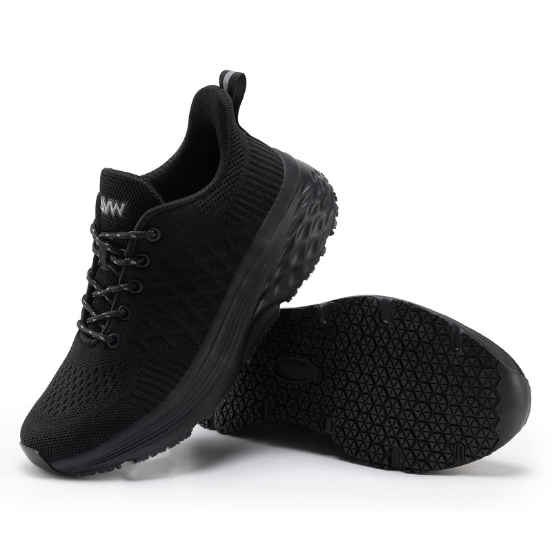 AVW Womens Non Slip Work Shoes Water Resistant Walking Sneakers Food Service Chef Kitchen Shoes 8 Black
