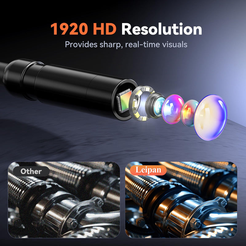 Endoscope Camera with Light, Borescope with 8 Adjustable LED Lights, 4.3" Endoscope with Semi-Rigid Snake Camera, IP67 Waterproof Inspection Borescope, Cool Gadgets for Men