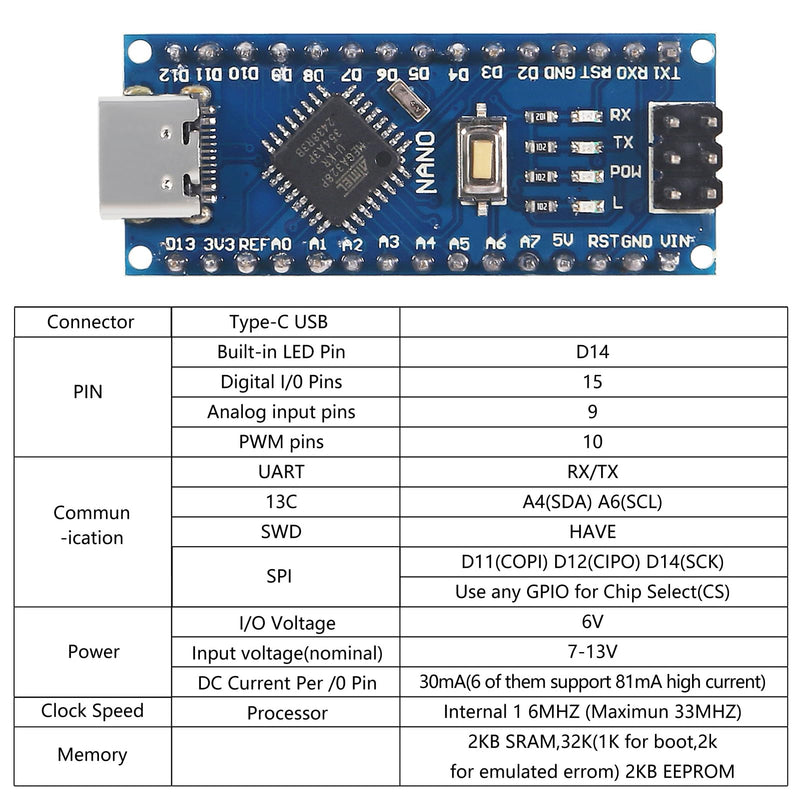 AITRIP 3Sets Type c Nano V3.0 Board ATmega328P, CH340G Chip 5V 16M with Nano V3.0 3.0 Controller Terminal Adapter Expansion Board Nano IO Shield Simple Extension Plate Compatible with Arduino Nano