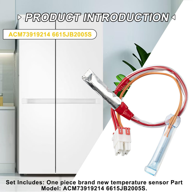 ACM73919214 6615JB2005S Refrigerator/Freezer Temperature Sensor Fits for LG, Replaces 6615JB2005S ACM73919202 AP6004251 PS11732655 EAP11732655 4322974, Intelligent Defrost Control Thermostor