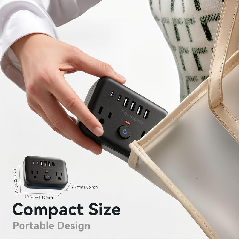 Wall Charger,Surge Protector Outlet Extender, Multi Plug Splitter with 2 Electrical Outlets 4 USB Ports(2 USB C), Multiple Plug Mini Wall Expander for Home Bathroom Office Dorm Room Essentials (White) White