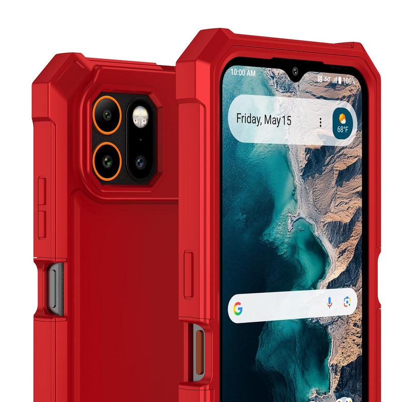 Phone Case for ATT TREK with Screen Protector Full Body Protection | ATT Trek SN515AR Phone Case Front Silicone Bumper Hard Plastic Back Shockproof Rugged Corner Military Grade Design Red