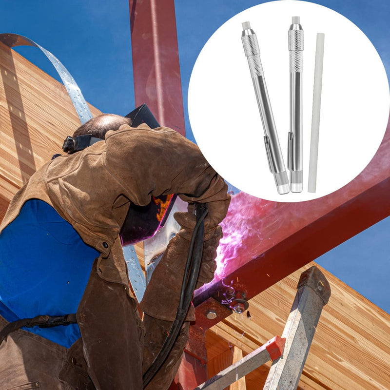 Gutimore Round Soapstone Holder 2pcs Round Soapstone Pencils with 14pcs Soapstone Refills for Welding,Metal Fabrication, Construction, and Textile