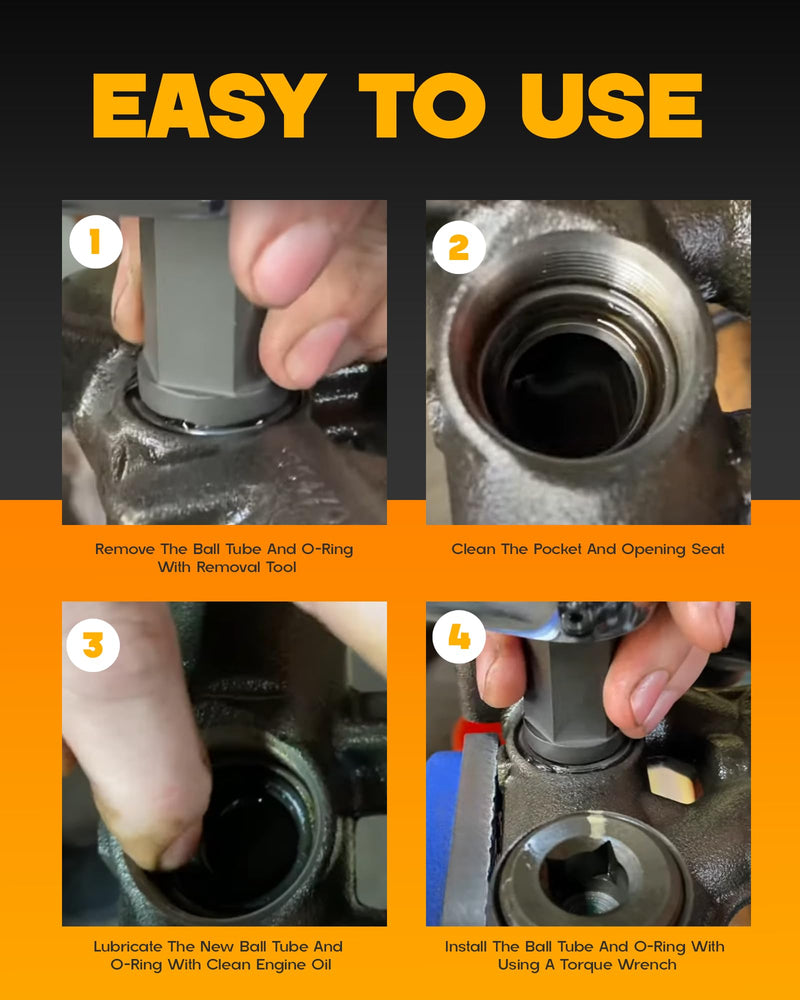 6.0L Diesel Nipple Cup Socket Kit High Pressure Oil Rail Ball Tube Repair with 1/2" Drive Socket for Ford 6.0L Diesel Engines 2003-2010