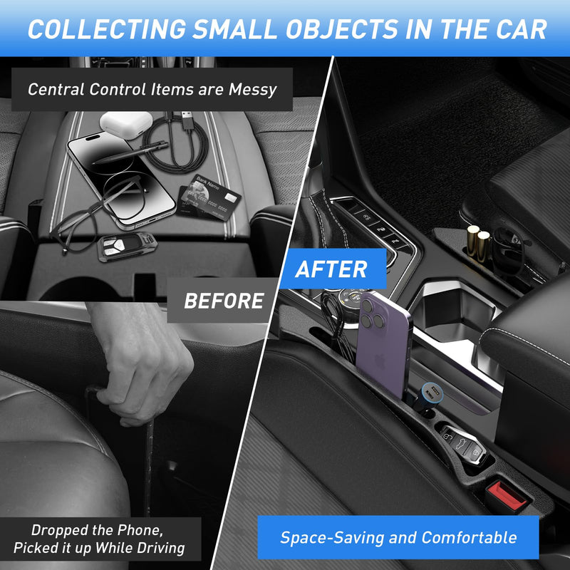 Car Seat Gap Filler 2Pack, Inserts Between Seats Console with Organizer Storage Upgraded Phone Holder Car Side Seat Gap Fillers Cars Front Seats Fill Plug Car Essentials for Vehicle SUV Truck (Black) Black