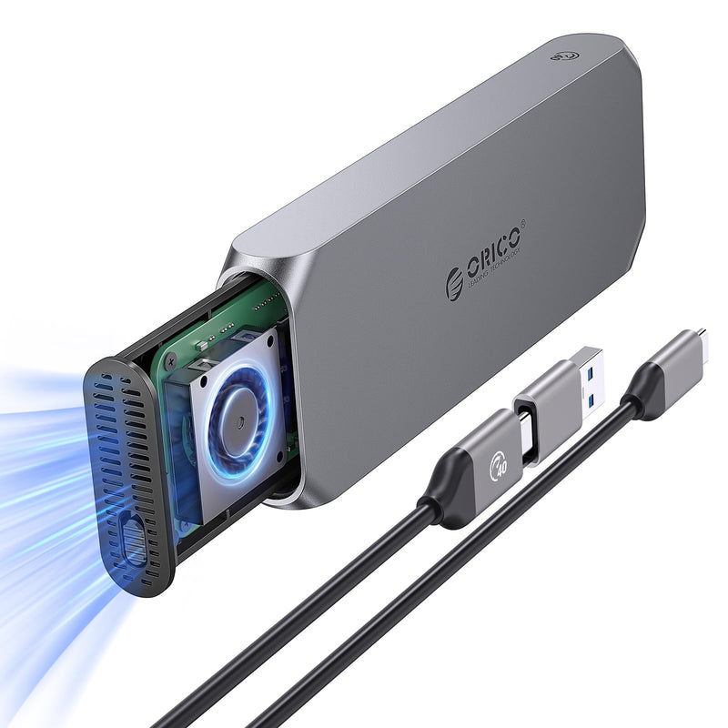 ORICO 40Gbps M.2 NVMe SSD Enclosure with Thermostatic Cooling Fan, Supports up to 8TB, Thunderbolt 4/3 & USB4 Compatible, Backward Compatible with USB 3.2/3.1, M-Key SSD-COM2