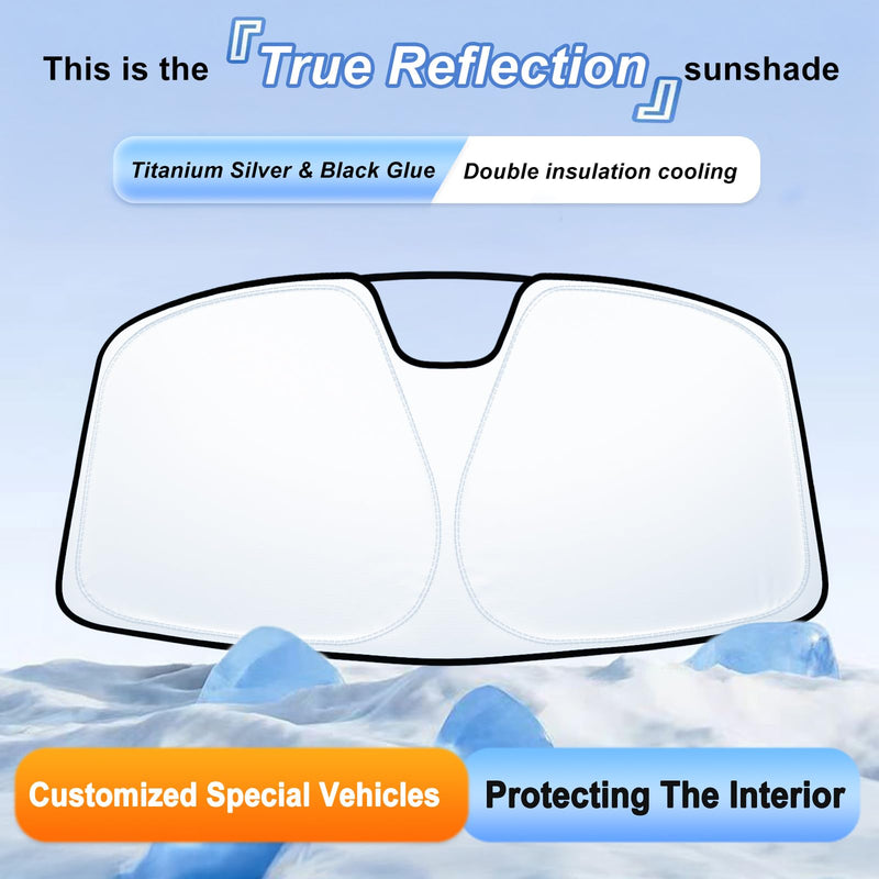 Windshield Sun Shade for 2021-2025 Ford Bronco Sport| Fully Covered Foldable Front Window Sun Visor| 310T Polyester| UV Heat Insulation Protection| Outdoor Camping (Not for Bronco Model) Fit 2021-2025 Bronco Sport