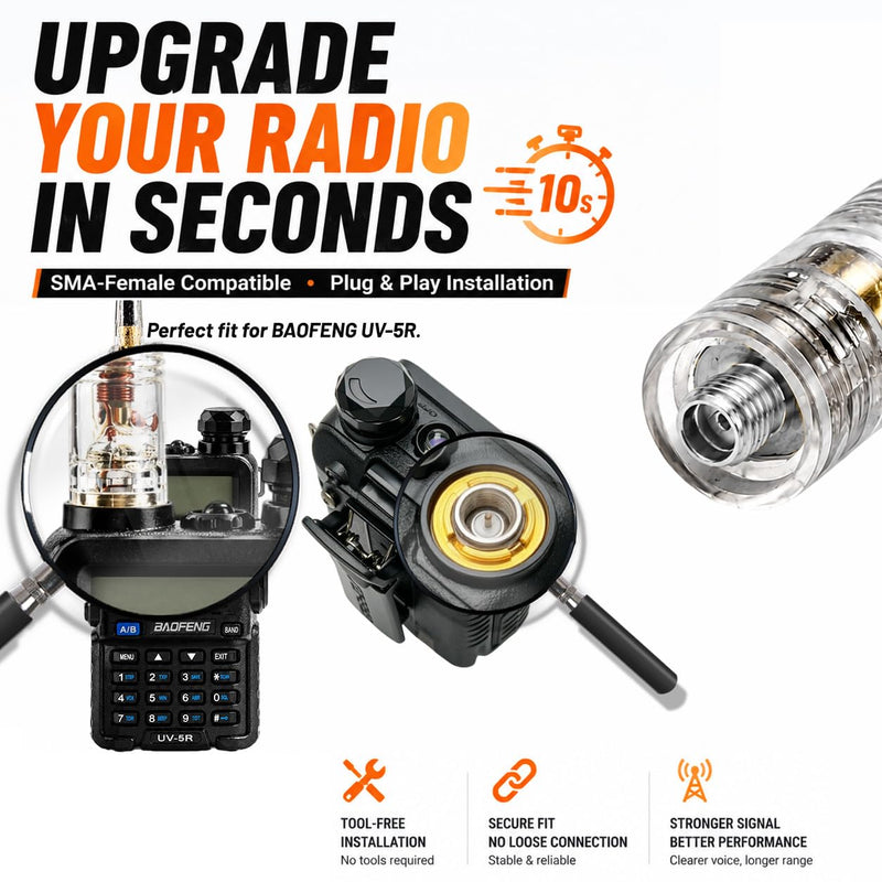 BAOFENG Dual Band Antenna BF-771: 15inch SMA-Female Two Way Radio Antenna | Soft Whip Copper Core Antenna for Baofeng UV-5R Min BF-F8HP PRO DM32 UV32 5RM K5PLUS GMRS Radio Outdoor CampingRadios Tr-Black-2pcs