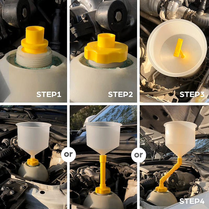 Thorstone No Spill Coolant Funnel Kit, Spill Free Radiator Coolant Filling Funnel, Spill Proof Radiator Funnel Bleeder with Adapters, Automotive Antifreeze Bleeder for Universal Vehicles 1_Funnel kit