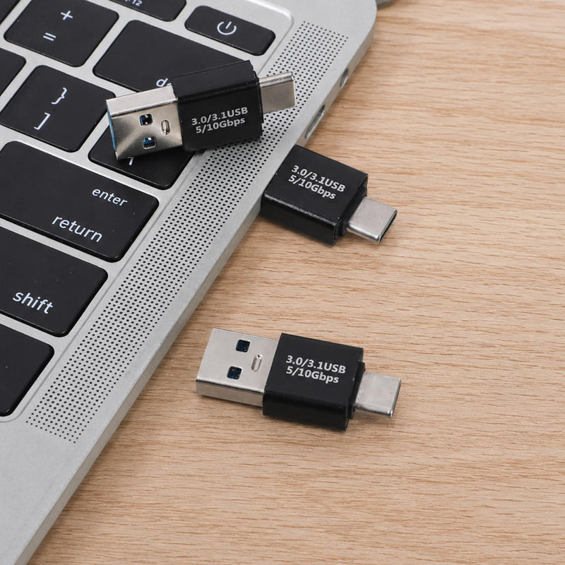 USB 3.1 Male to USB C Male Adapter 5 Pack, OTG USB A to Type-C Adapter 10Gbps Data Transfer Converter, 5V/3A Fast Charging Type C Coupler for Laptop PC Phone Charger Black