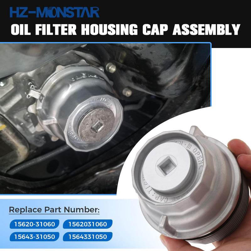 Oil Filter Housing Cap Assembly 15620-31060 Compatible with Toyota Camry Tundra RAV4 4Runner Tacoma Highlander Sienna Venza Avalon Fj Cruiser Oil Filter Housing Cover Replace 15643-31050