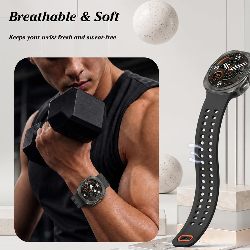 Bands Compatible with Samsung Galaxy Watch Ultra 2 (2026) | No Gap Breathable Waterproof Silicone Marine Sport Bands Strap for Galaxy Watch Ultra 2 /1 Band 2026/2025/2024 for Men Women Black