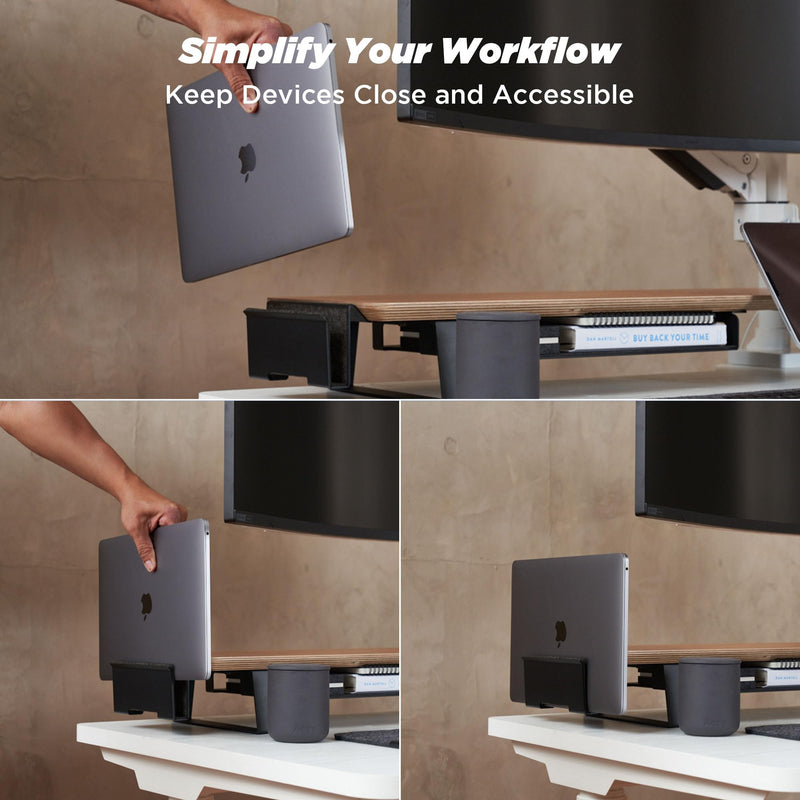 Moodular Add-ons Vertical Laptop Tray [Accessory Only - Requires Moodular Wooden Monitor Stand Slide Rails for Use] Black MSA-VLT 09 Add-on Vertical Laptop Tray