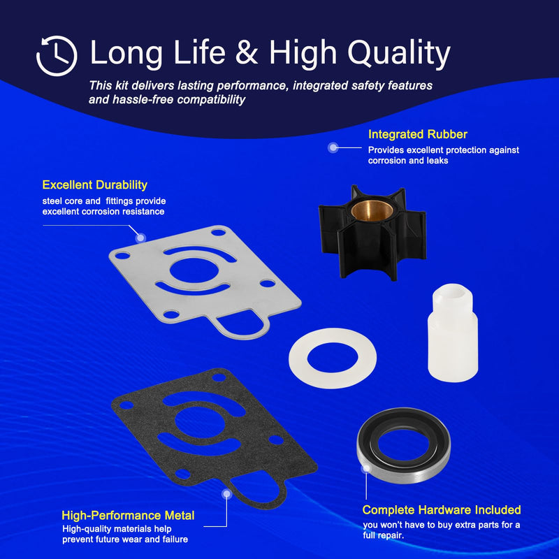 Water Pump Impeller Kit #12012 / FK1069 for Chrysler Force & Mercury 75-140 HP Outboards (1979-1989) – Full Impeller, Oil Seal & Hardware Rebuild Kit