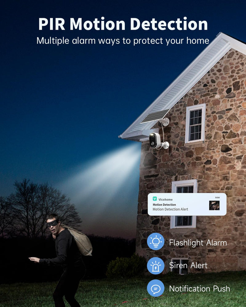 Security Cameras Wireless Outdoor, Solar Battery Powered 2k Color Night Vision, AI Motion Detection, IP66 Weatherproof, 2-Way Talk, SD/Cloud Storage, 2.4Ghz WiFi Cameras for Home Security (2 Pack) 2 Pack