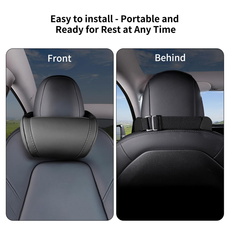 Car Neck Pillow for Tesla Model Y/3/S/X/Cybertruck Memory Foam Headrest Pillow Ergonomic Design Neck Support Seat Headrest Softness Comfortable Car Pillow (Black, 2 Pack) Black