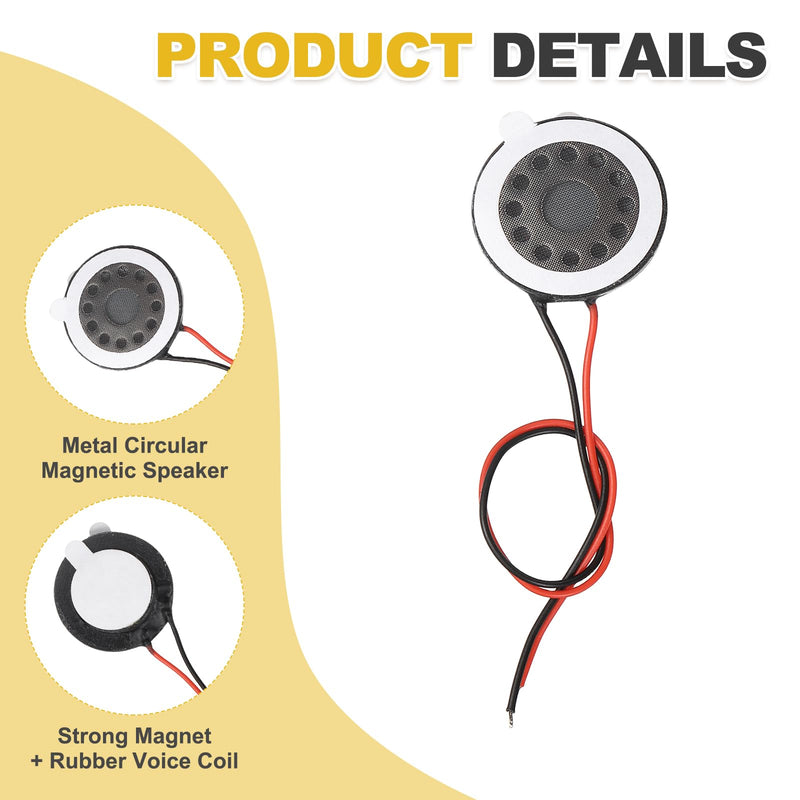 5pcs Internal Magnet Speaker (16mm / 0.6" Dia) - 1W 8 Ohm Round Internal Micro Magnet Loudspeaker with 80mm Terminal Wire for DVD EVD Mobile Portable Advertising Machine, Black 0.6" + 80mm Terminal 5