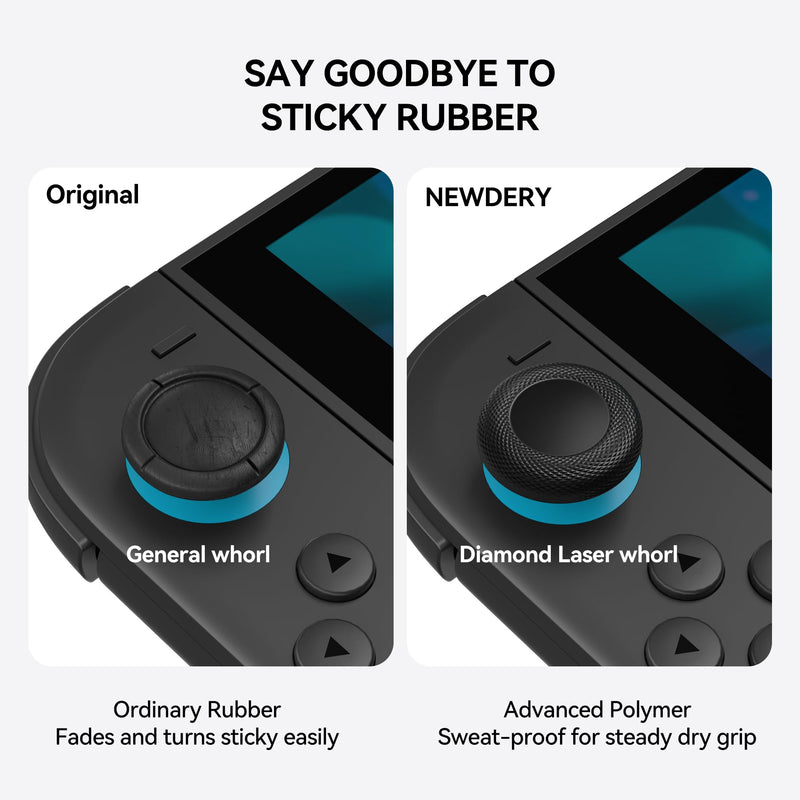 NEWDERY Joystick Replacement Caps Thumb Grips for Nintendo Switch 2 | 10PCS, for Nintendo Switch 2 Joy-Con, Anti Slip, Diamond Texture, TPU Grip Caps, Joystick Covers, Repair Kit Accessories