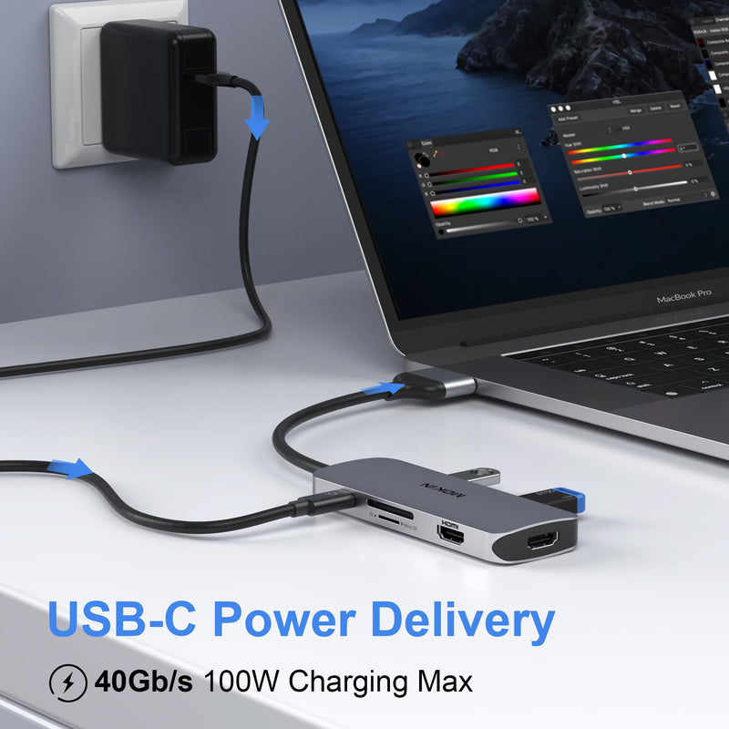 Docking Station for MacBook Pro Air, Mac Docking Station Dual Monitor, MacBook Pro/Air Dock with Dual HDMI(4K @60Hz), 3 USB3.0,SD TF Card Reader and 100W PD MacBook USB C Hub 8 IN 2-MAC