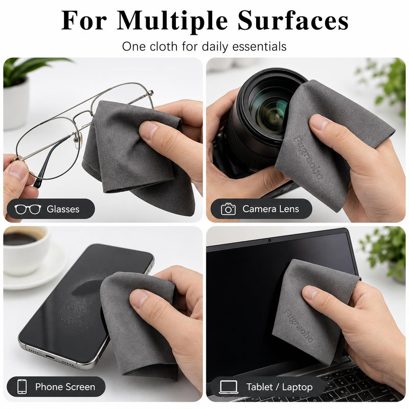 Microfiber Cleaning Cloth for Glasses Lens Cleaner Cloth | 6 Pcs Suede Microfiber Glasses Cleaning Cloth Removes Smudges From Eyeglasses, Lenses, Screens, Cameras