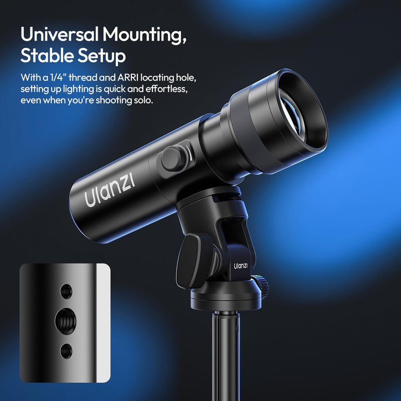 ULANZI LM01 Photography Flashlight RGB Video Light, 7500mAh Rechargeable Photography Flashlight with 20 Filters, 3H Max Runtime, 1200 Lux Output for Wedding, TikTok Videos, Cosplay, Content Creation