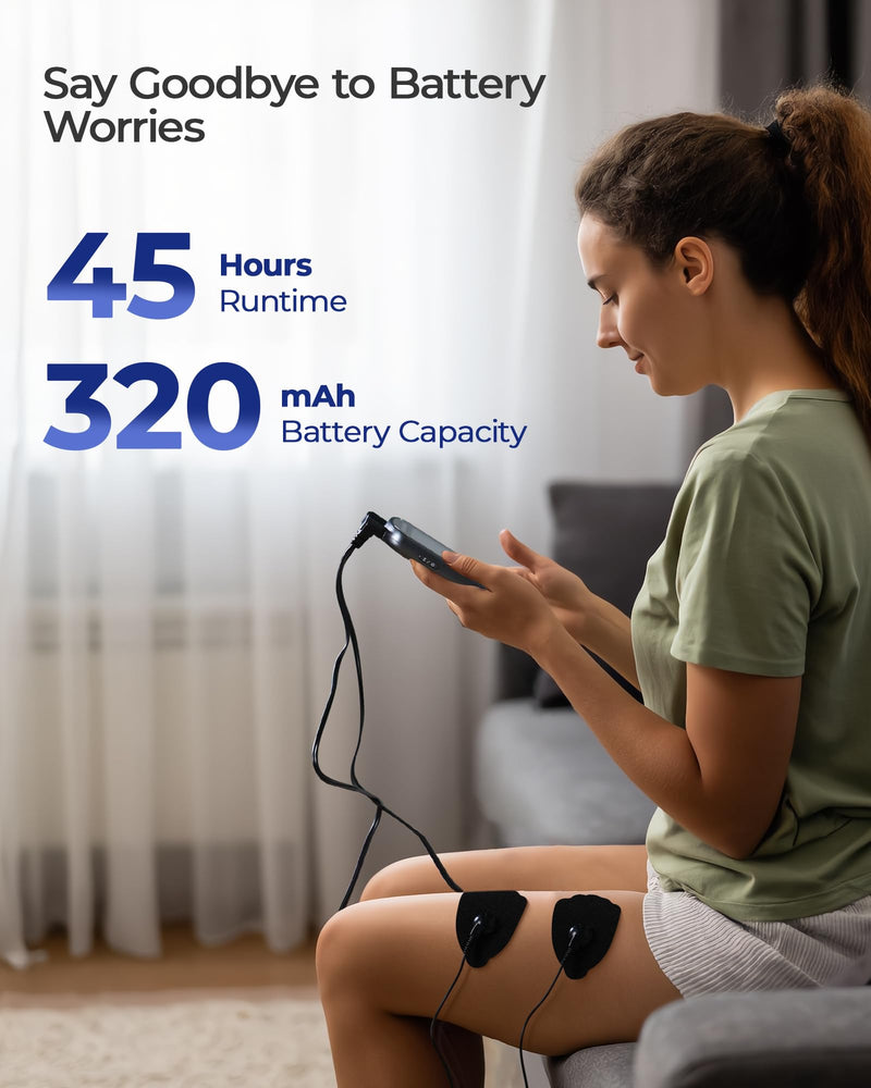 KingPavonini 3-in-1 TENS Unit Muscle Stimulator for Pain Relief Therapy, Dual Channel 36 Modes TENS Machine with 12 Pads, Rechargeable & Portable EMS Muscle Stimulator for Back, Shoulder, Neck Grey
