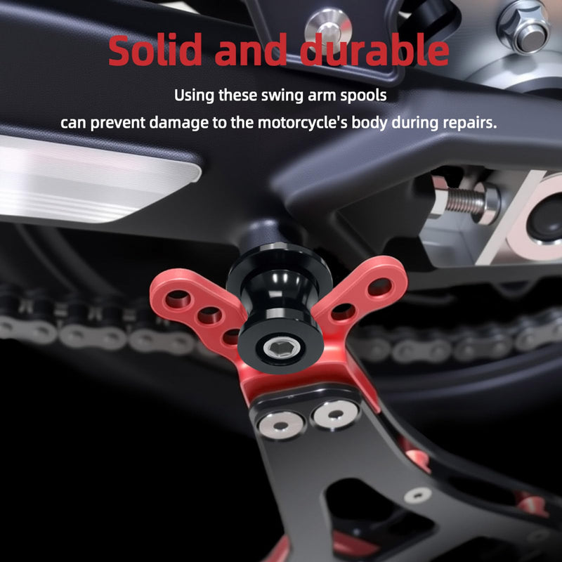 Motorcycle Swing Arm Spools M10×1.5 – CNC Aluminum Paddock Stand Sliders Fit KTM 1290 Super Duke BMW R NineT MV Agusta Ducati Monster