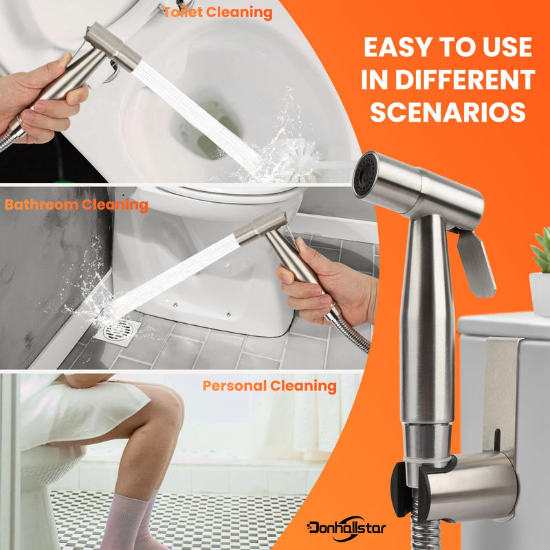 Handheld Muslim Bidet Sprayer for Toilet,Adjustable Premium Stainless Steel Muslim Shower Toilet Sprayer Set for Toilet Bathroom Wall or Toilet Mount for Feminine Wash