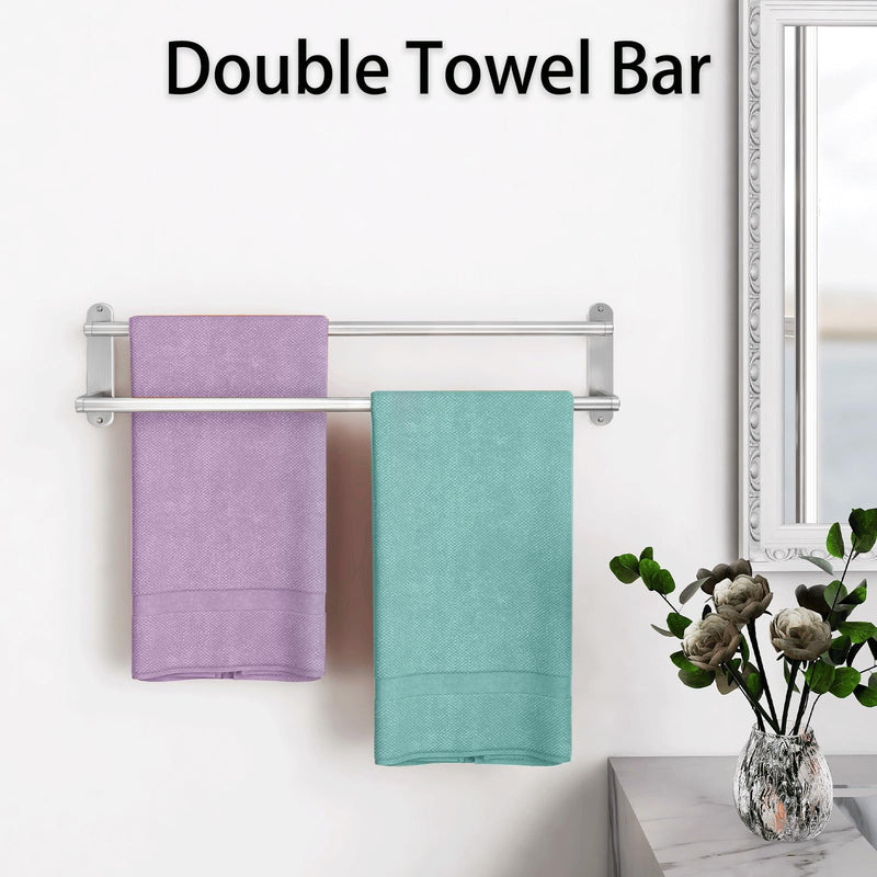 Towel Rack for Bathroom, Double Towel Bar 24Inch, Stainless Steel Bathroom Towel Holder, Double Towel Hanger Wall Mounted Towel Rod, Bathroom Towel Rack(Brushed Nickel) Brushed Nickel 24 Inch