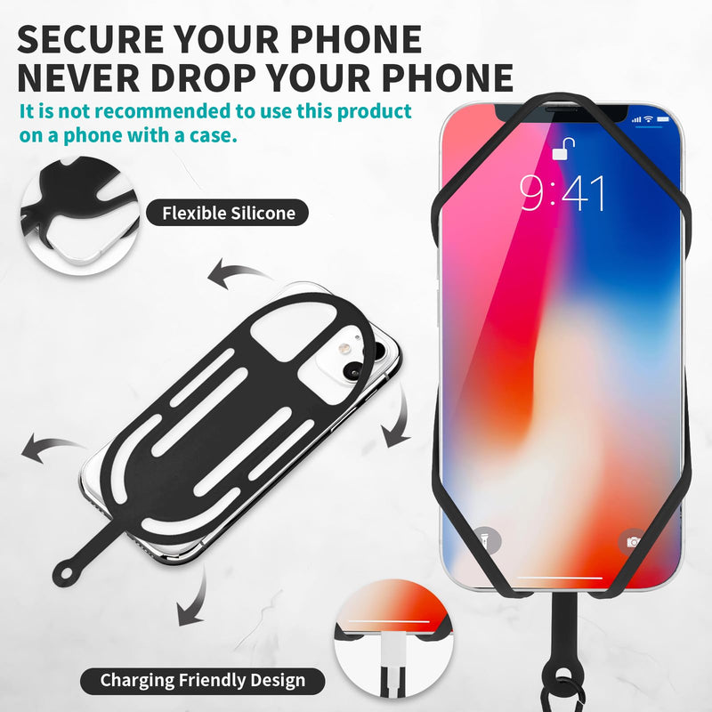 HOTEMIA Retractable Phone Tether with Steel Cable, Anti-Drop & Anti-Theft Phone Strap for Hiking,Shopping and Travel Black