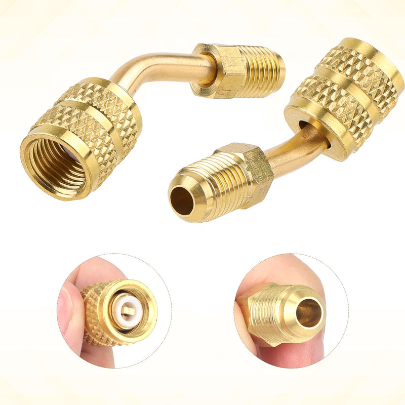 R410a Adapter Connector for Mini Split System, 5/16in Female 1/4in Male Flare Charging Vacuum Port Hose Adapter with Thimble for Air Conditioners Refrigeration Valve HVAC Service
