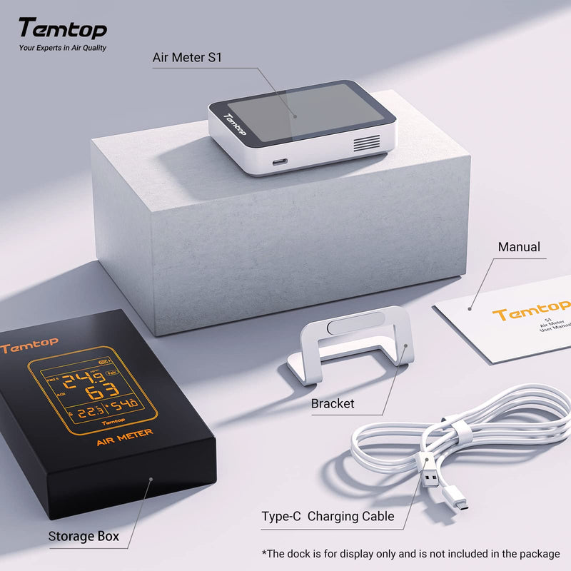 Temtop Smart Air Quality Monitor with Indoor Thermometer & Thermo-Hygrometer – PM2.5, AQI, Temperature and Humidity Detector for Home, Office, Nursery, School, App Connectivity, 60-Day Battery Life 2 Modes/Extended Standby/APP 1