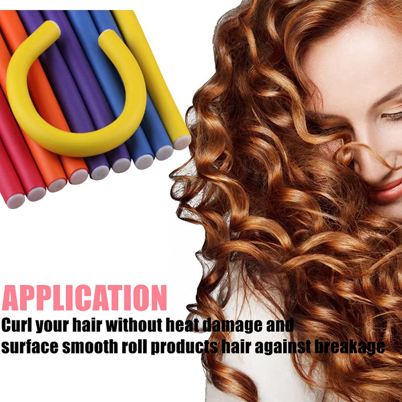 Foam Hair Rollers, 10Pcs Flexi Rods for Hair- Lightweight Heatless Curlers | Bendy Rollers, 360° Shaping, 9.5-Inch Length For Medium/Long Hair, Wet/Dry Use, Reusable, Random 1 Color Per Pack