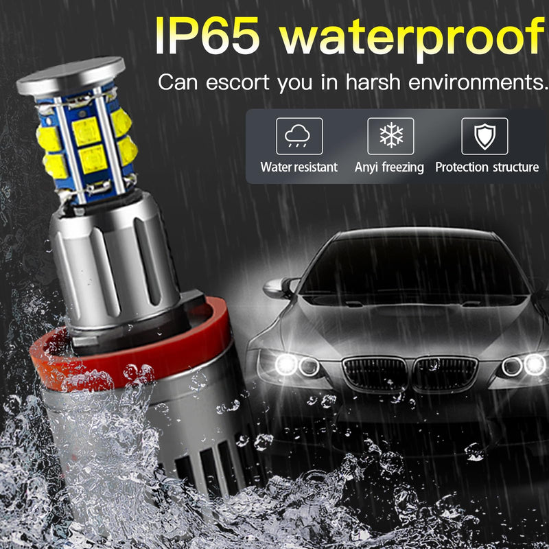 H8 LED Angel Eyes Halo Bulb Light Compatible for BMW E90 E92 E70 E71 E82 E89 M6 1 3 5 Series X5 X6 Z4, 6000K Xenon 120W White Lamps Marker Lights H8-12SMD