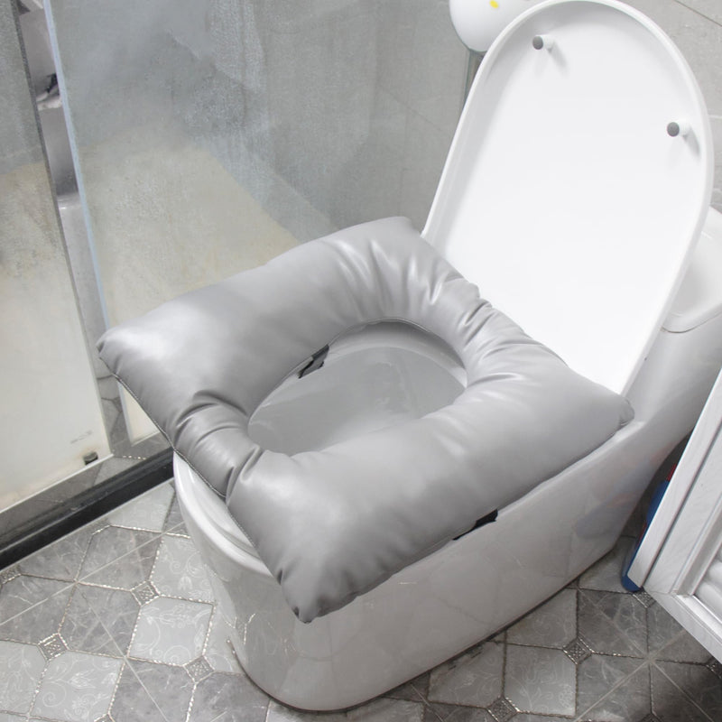Bedside Soft Commode seat Cushion, Thick Pad PU Cover with Fixing Straps for Commode Chair, Washable Toilet Seat Cushion Warmer for Elderly Adults Grey